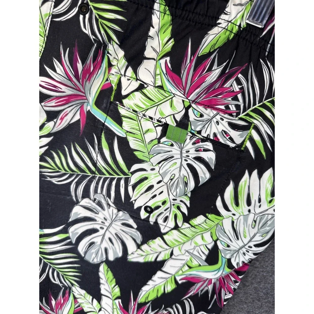 Tommy Bahama Mens XL Tropical Floral Monstera Swim Trunks Black‎ ST924707 Loud